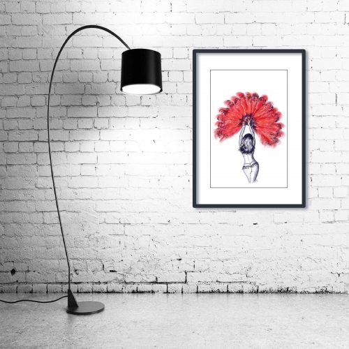 ‘Little Miss Peachy’ - Wall Art with Lamp
