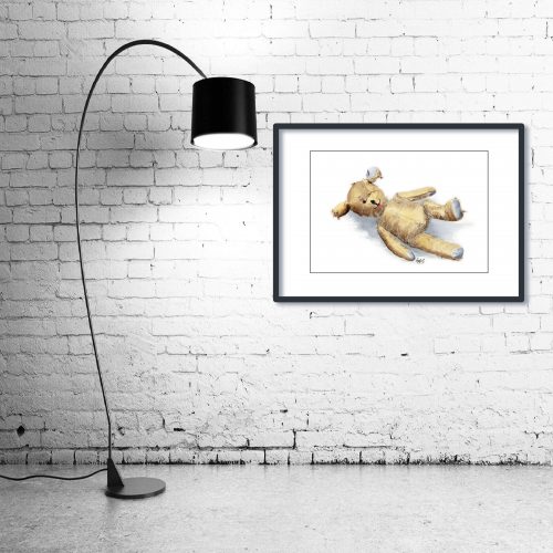 ‘Threadbare Ted’ - Framed print with Lamp