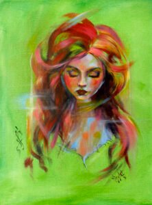 Aurora Goddess Portrait Acrylic on Canvas Framed Painting