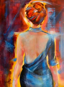 Goddess walking through fire Acrylic on Canvas Framed Original Painting of woman