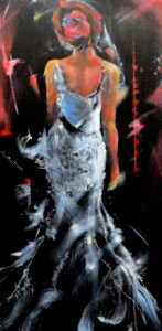 Venus Goddess of Love Acrylic on Canvas Painting of woman in long dress